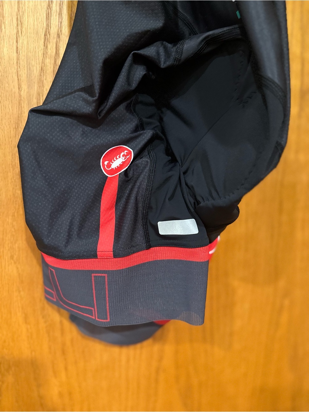 Castilli Men's Black Cycling Bib Shorts with Red Stripes - Picture 5 of 7